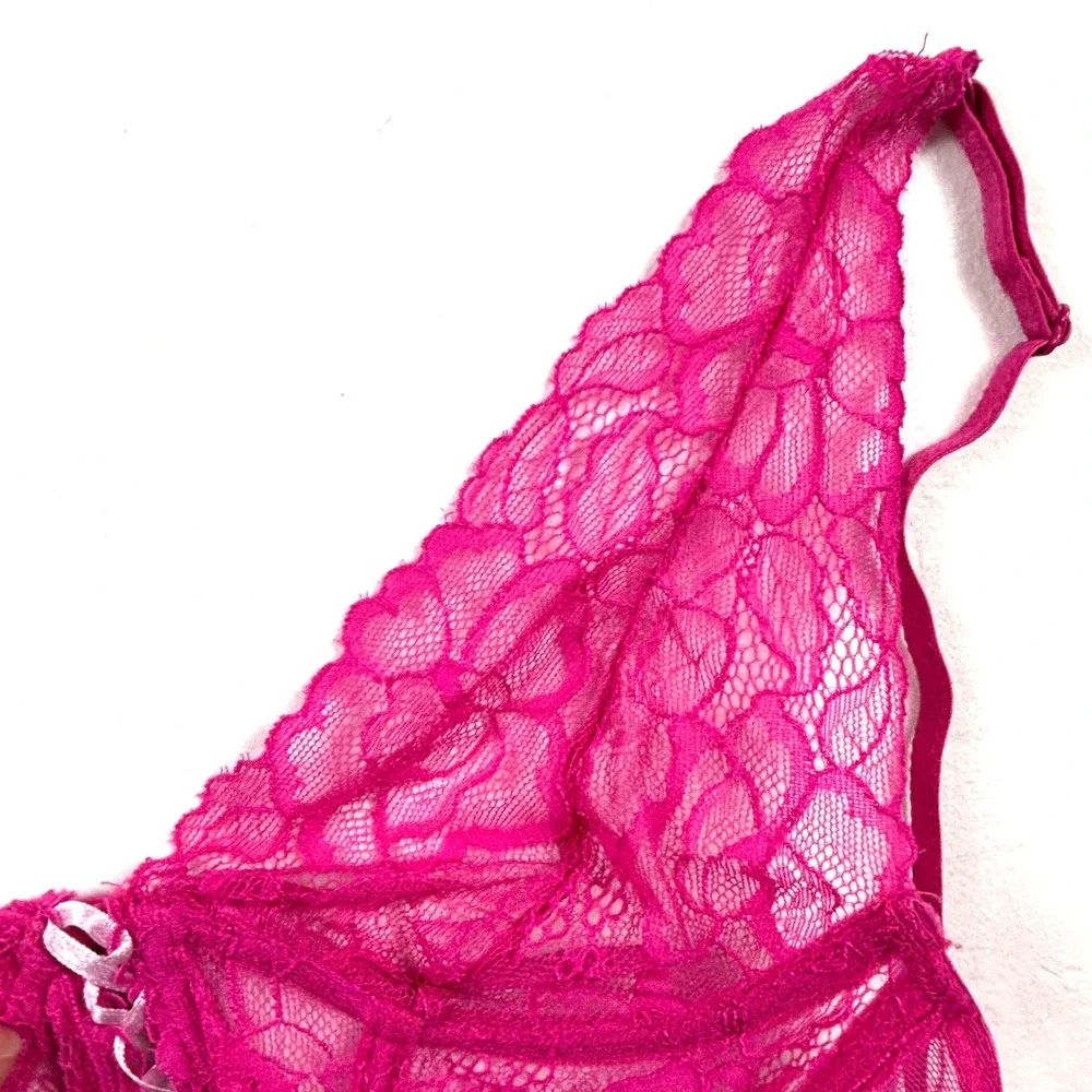 Forever 21 Babydoll Lingerie Lace Trim‎ Pink Corset Style